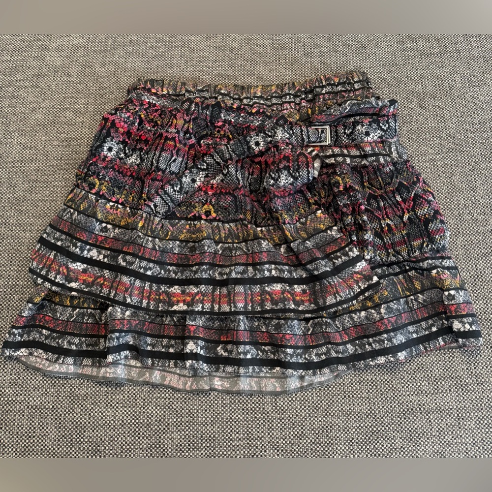 Iro Printed Ruffle Miniskirt